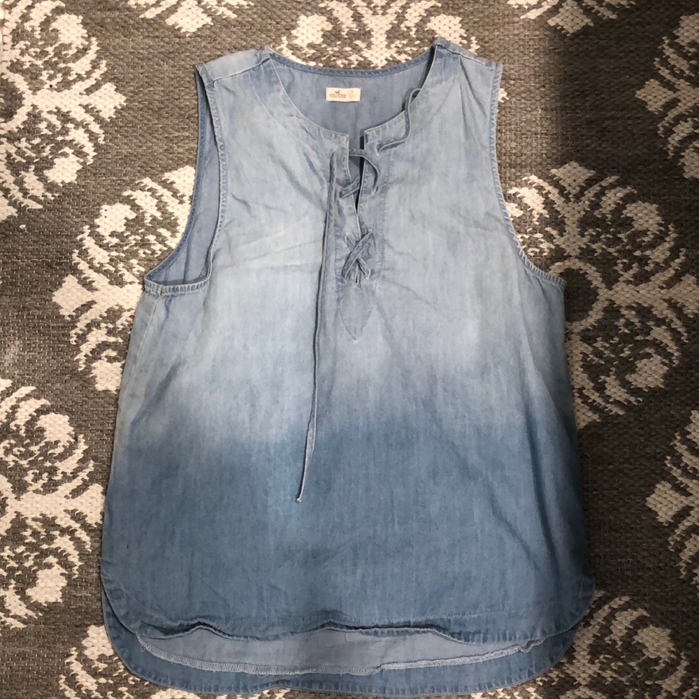 denim cross up top